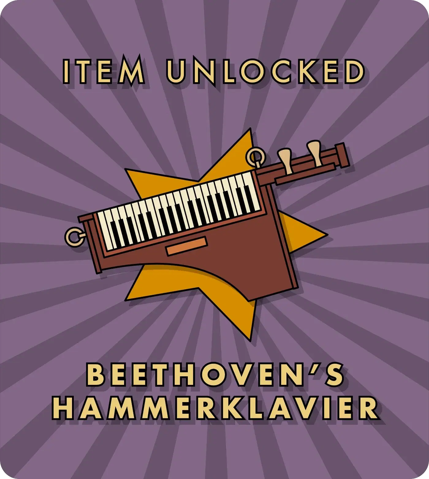 Item Unlocked card — Beethoven's Hammerklavier on a starburst