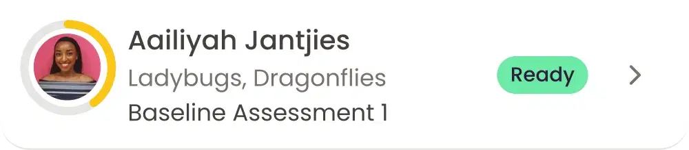 Aaliyah Jantjies — Ladybugs, Dragonflies baseline assessment