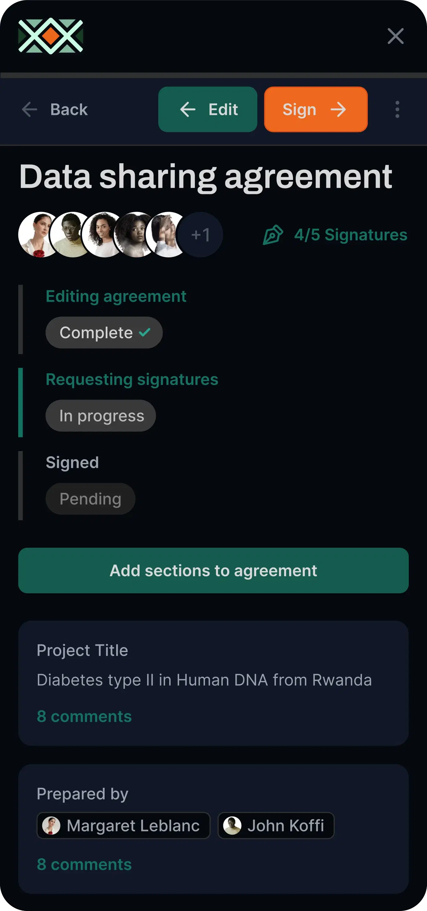 ADBEx — data sharing agreement